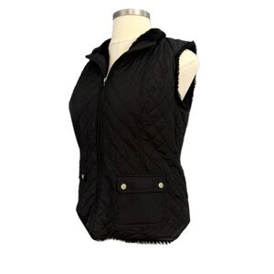 Charter Club Quilted Vest Jacket Faux Fur Lined Full Zip Pockets Size Large